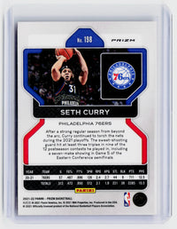 2021-22 Panini Prizm Seth Curry Red Ice Prizm #198 Philadelphia 76ers - back