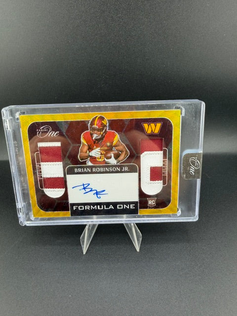 2022 Panini One Formula One Autographs Brian Robinson Jr. #342 Gold Dual Patch Autograph /15 - front