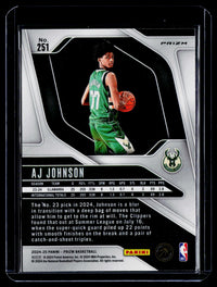 2024-25 Panini Prizm Basketball AJ Johnson Prizms Orange Ice Rookie Card #251 - back