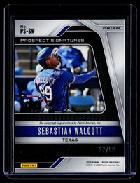 2025 Panini Prizm Sebastian Walcott Prospect Signatures Red Prizm Auto #PS-SW /99 - back
