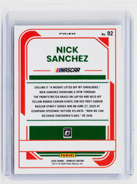 2026 Panini Donruss Racing Prizm Nick Sanchez #92 - back