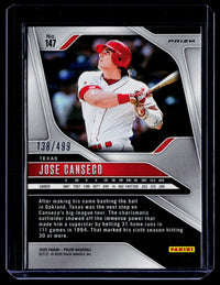 2025 Panini Prizm Baseball Jose Canseco #147 Pulsar Prizms /499 - back