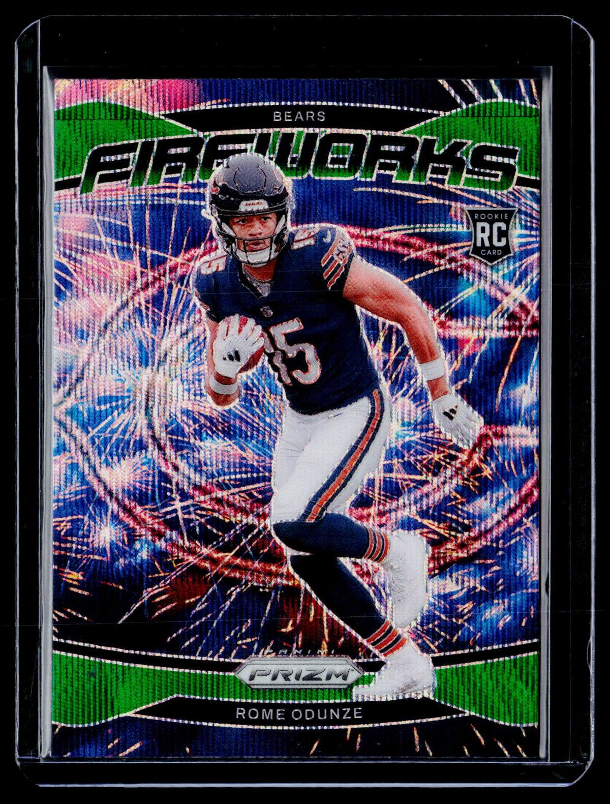 2024 Panini Prizm Football Fireworks Rome Odunze #19 Rookie Card Chicago Bears - front