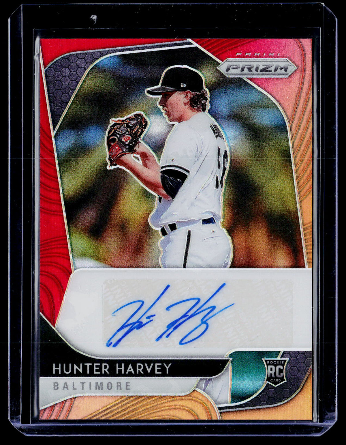 2020 Panini Prizm Baseball Rookie Autographs Hunter Harvey RA-HH Red Prizm /25 Auto - front