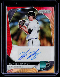 2020 Panini Prizm Baseball Rookie Autographs Hunter Harvey RA-HH Red Prizm /25 Auto - front
