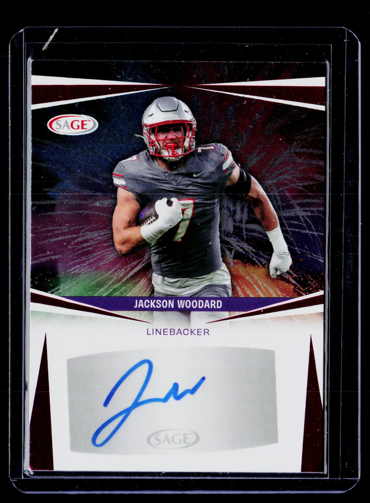 2025 SAGE Autograph Jackson Woodard Purple Autograph #A-JW2 - front