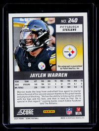 2024 Panini Score Football Base Signatures Autograph Jaylen Warren #240 - back