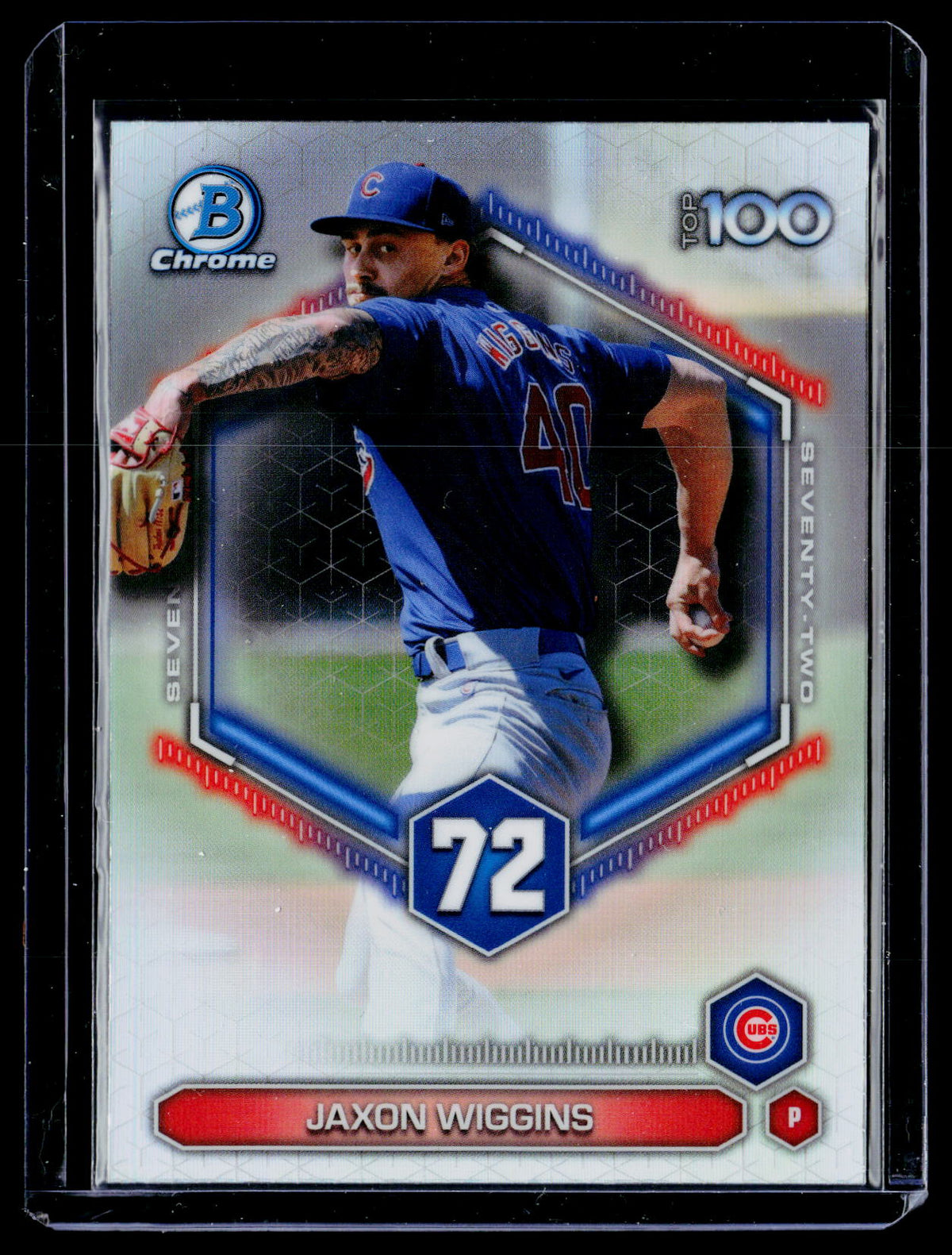 2026 Topps Bowman Chrome Top 100 Jaxon Wiggins #BTP-72 Chicago Cubs - front
