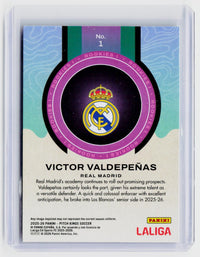 2025-26 Panini Pitch Kings Soccer Victor Valdepeñas Rookies! #1 Real Madrid Rookie Card - back