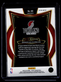 2024-25 Panini Select Basketball Concourse Rookie Donovan Clingan #69 Portland Trail Blazers - back