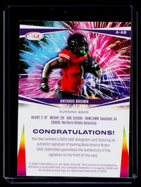 2025 SAGE Autograph Antario Brown Autographs Auto #A-AB - back