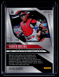 2025 Panini Prizm Baseball Yadier Molina Red Prizms #101 /299 - back