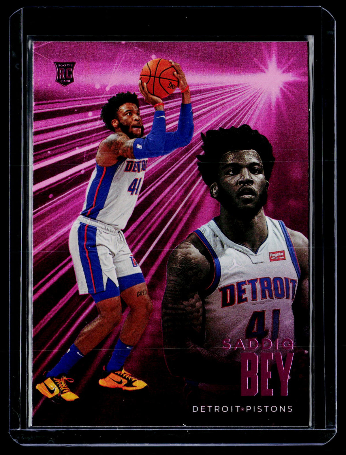 2020-21 Panini Chronicles Essentials Pink Saddiq Bey Rookie #215 - front