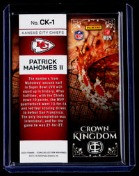 2025 Panini Icon Collection Mahomes Crown of the Kingdom CK-1 Patrick Mahomes II - back