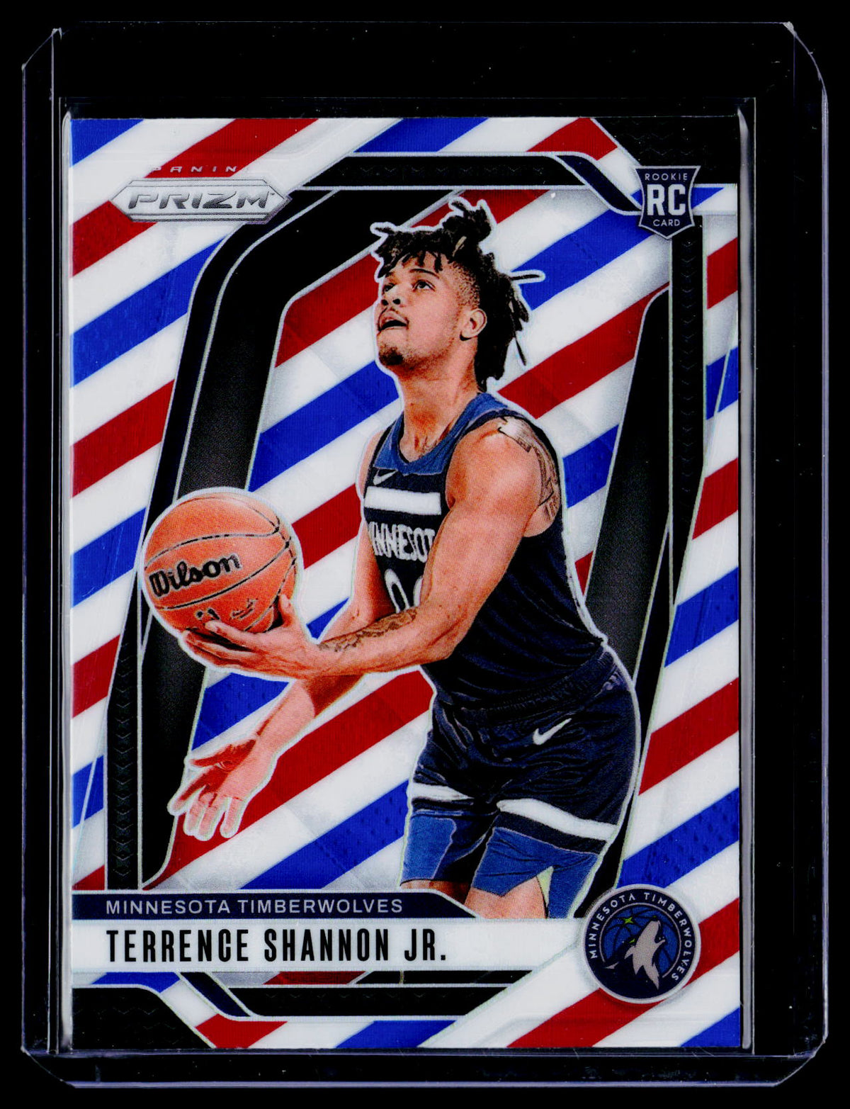 2024-25 Panini Prizm Red White and Blue Prizm Rookie Terrence Shannon Jr. #224 Minnesota Timberwolves - front