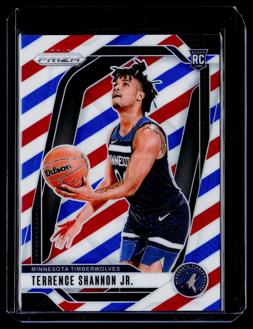 2024-25 Panini Prizm Red White and Blue Prizm Rookie Terrence Shannon Jr. #224 Minnesota Timberwolves - front
