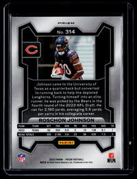 2023 Panini Prizm Football Roschon Johnson Red Sparkle #314 Bears Rookie Card - back