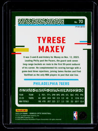 2023-24 Panini Donruss Optic Basketball Tyrese Maxey #70 - back