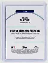2025 Topps Finest Baseball Adam Mazur Finest Autographs Purple Refractor RC Auto /125 - back