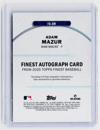 2025 Topps Finest Baseball Adam Mazur Finest Autographs Purple Refractor RC Auto /125 - back