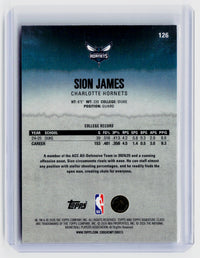 2026 Topps Chrome Sion James Rookie Card #126 Charlotte Hornets - back