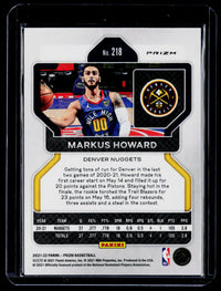 2021-22 Panini Prizm Basketball Markus Howard #218 Red Prizm Rookie - back