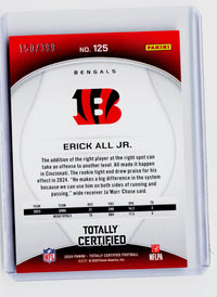 2024 Panini Totally Certified Erick All Jr. Rookie Mirror Neon Orange #125 /399 - back