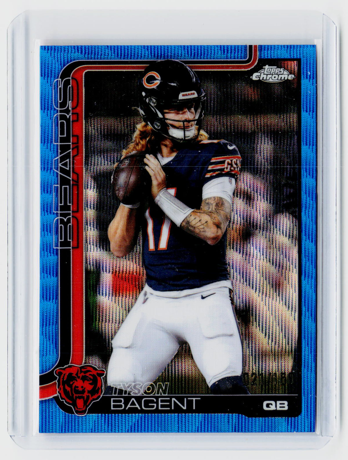 2025 Topps Chrome Tyson Bagent #54 RayWave Refractor Chicago Bears - front