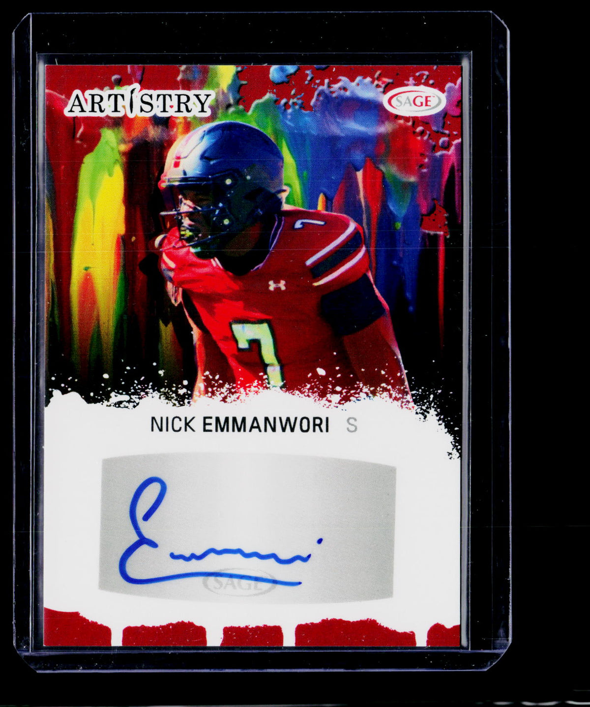 2025 SAGE Artistry Autographs Nick Emmanwori Red Auto ART-NE - front
