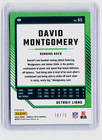 2024 Panini Donruss Optic Football David Montgomery Green Holo #65 /75 - back