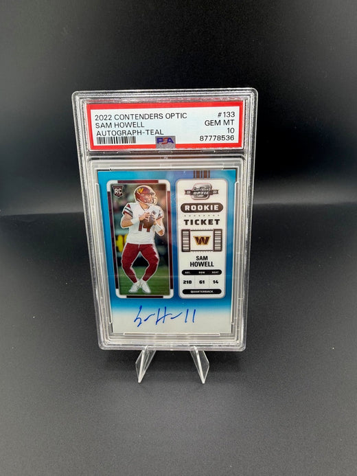 2022 Panini Contenders Optic Rookie Ticket Autograph Teal #133 Sam Howell PSA 10 - front