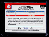 2025 Topps Chrome Pro Debut Kellon Lindsey PDC-99 Blue Refractor /125 - back