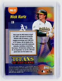 2026 Topps Titans of the Game Nick Kurtz TOG-22 Athletics Rookie Card - back