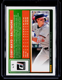 2025 Panini Donruss - Coby Mayo #5 Blue /149 (RC) - back