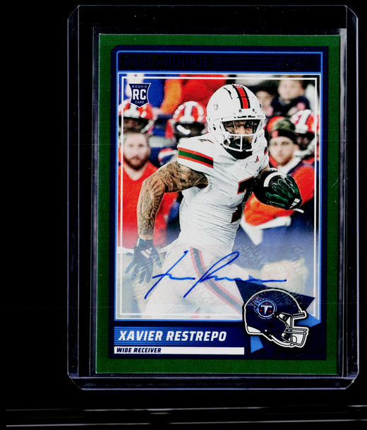 2025 Panini Score Rookie Signatures Green Xavier Restrepo #6 Autograph - front