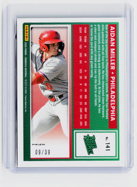 2025 Panini Donruss Optic Rated Prospect Aidan Miller #141 Black Velocity Prizm /39 - back