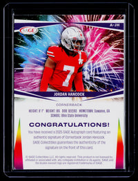 2025 SAGE Autograph Jordan Hancock A-JH Ohio State Football Card - back