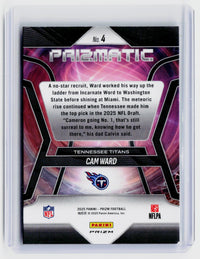 2025 Panini Prizm Football Cam Ward Rookie Green Prizm #4 Tennessee Titans - back