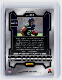 2023 Panini Prizm Football Zach Charbonnet Rookie Card #392 Seattle Seahawks - back