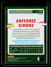 2023-24 Panini Donruss Optic Basketball Anfernee Simons #153 - back
