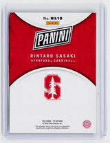 2025 Panini The National Rated Prospect Rintaro Sasaki Stanford Cardinal NIL10 - back