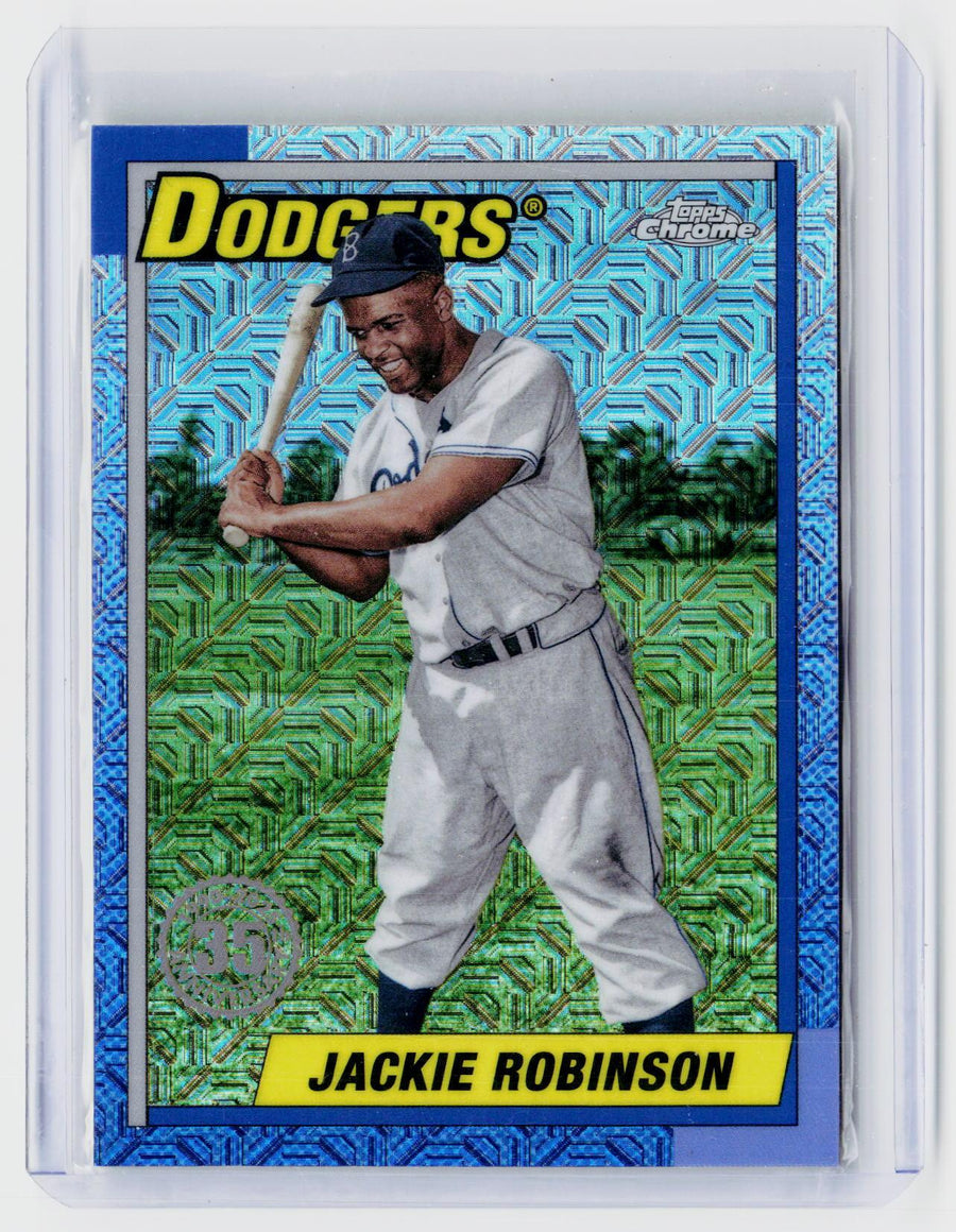 2025 Topps Chrome 1990 Topps Baseball Jackie Robinson T90C-10 Brooklyn Dodgers - front