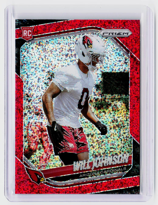 2025 Panini Prizm Football Will Johnson Red Disco Prizm Rookie Card #370 Arizona Cardinals - front
