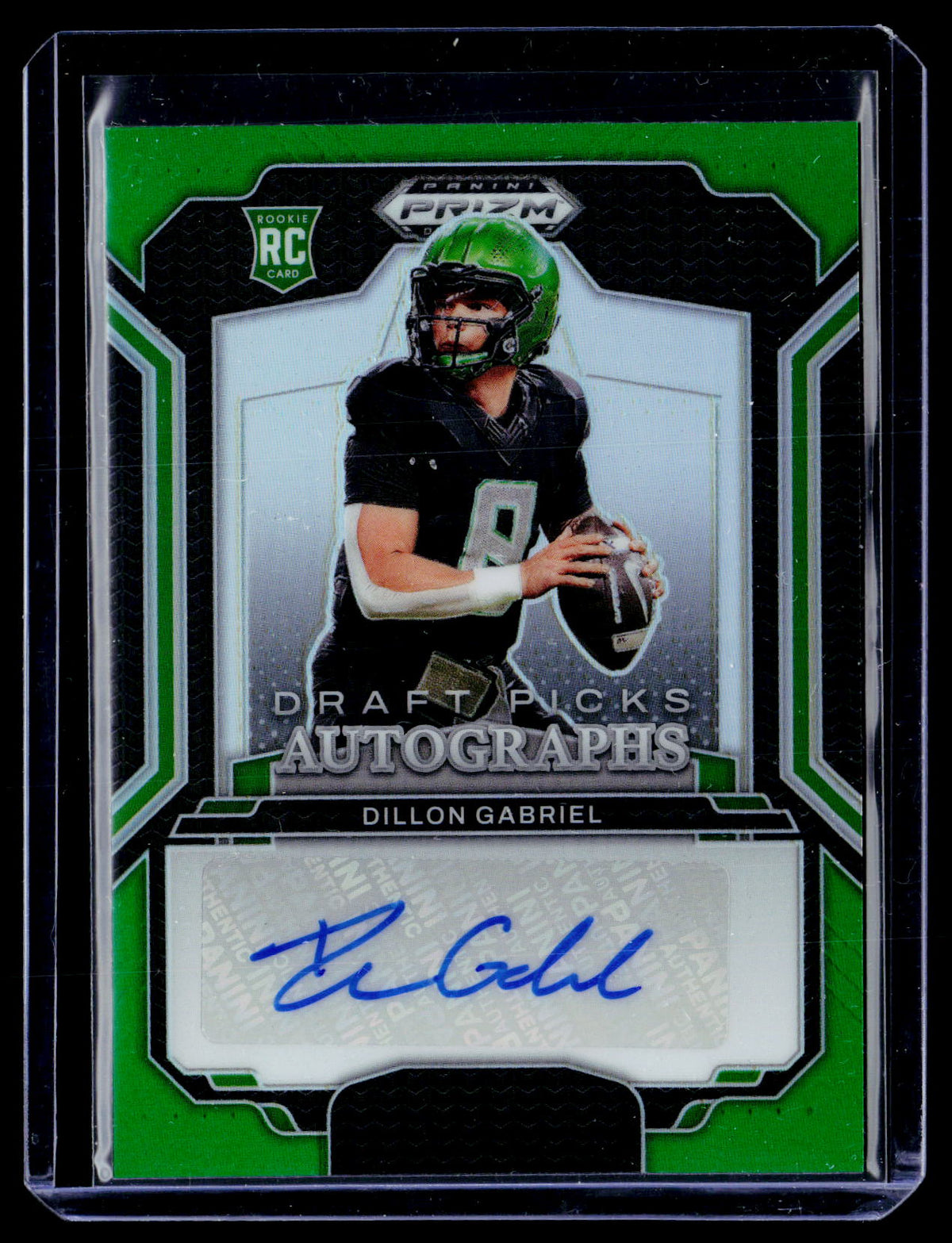 2025 Panini Prizm Draft Picks Dillon Gabriel Draft Picks Autographs Green Prizm Rookie Auto DPA-DGL - front