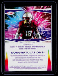 2025 SAGE Autograph Cam Riley Autograph #A-CM2 Florida State - back