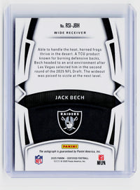 2025 Panini Certified Rookie Signatures Jack Bech Auto /125 #RSI-JBH Raiders RC - back