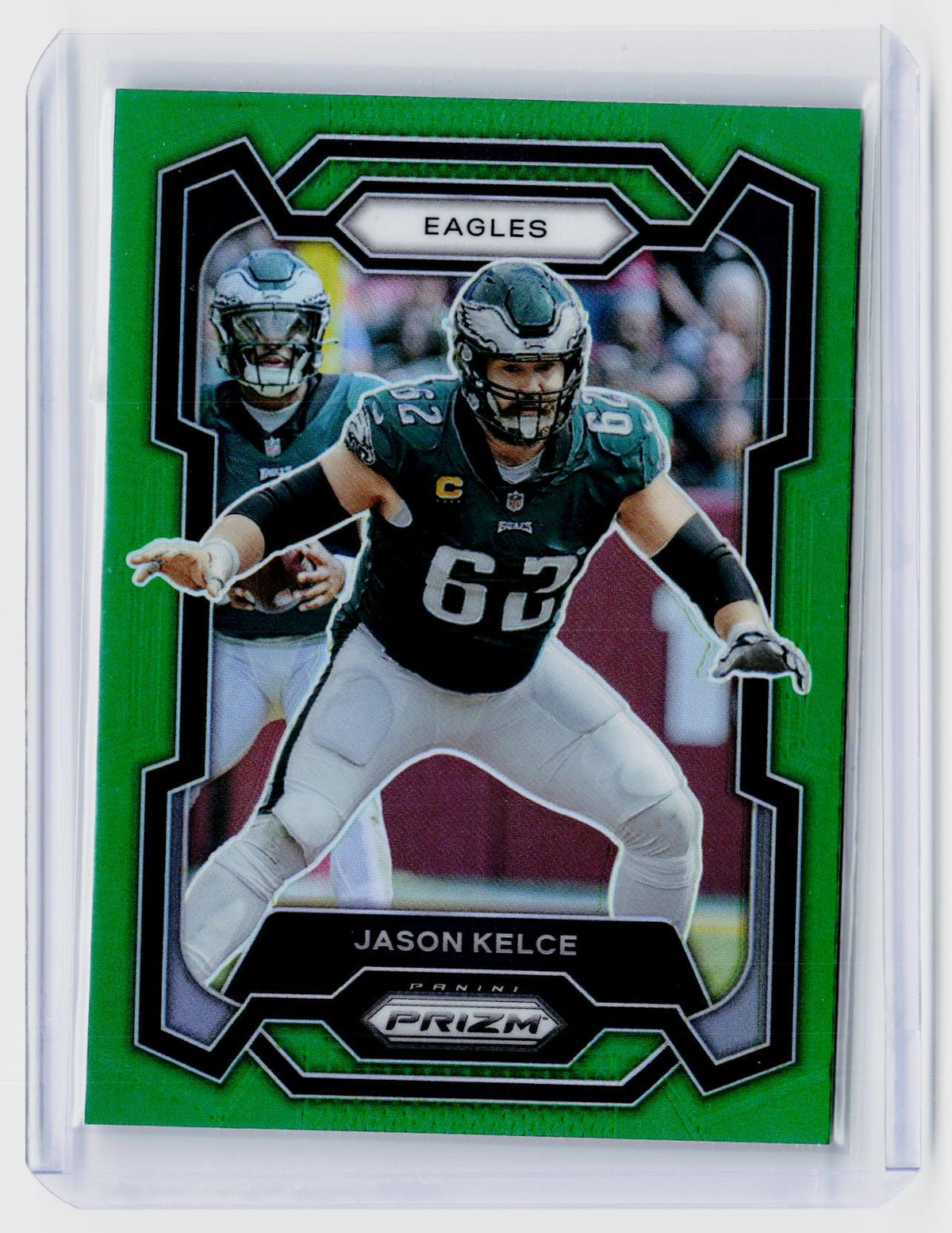 2023 Panini Prizm Football Jason Kelce #245 Green Prizm Philadelphia Eagles - front