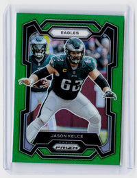 2023 Panini Prizm Football Jason Kelce #245 Green Prizm Philadelphia Eagles - front