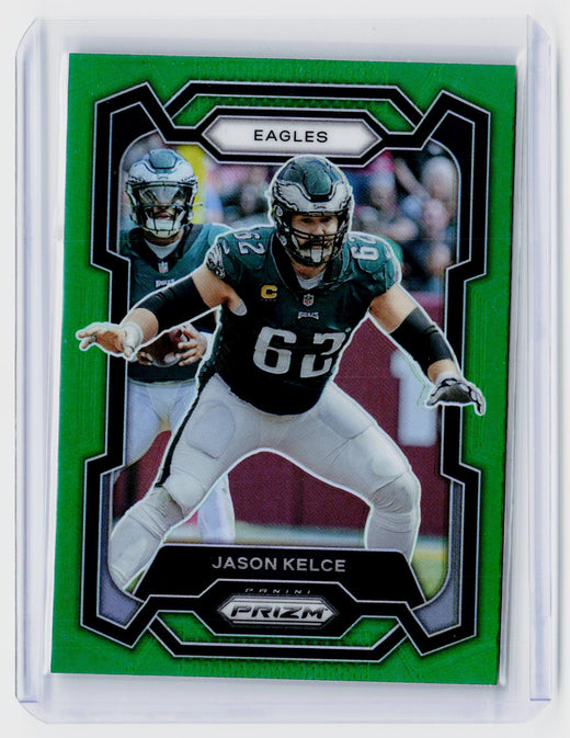 2023 Panini Prizm Football Jason Kelce #245 Green Prizm Philadelphia Eagles - front