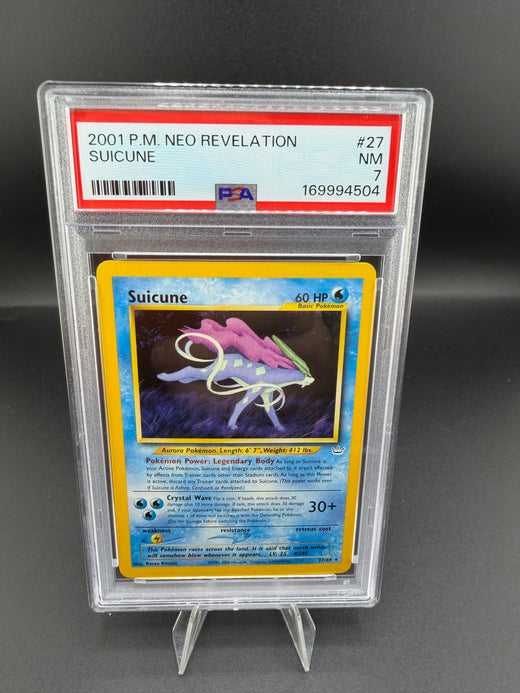 2001 Wizards of the Coast Pokémon Neo Revelation Suicune #27/64 PSA NM 7 - front